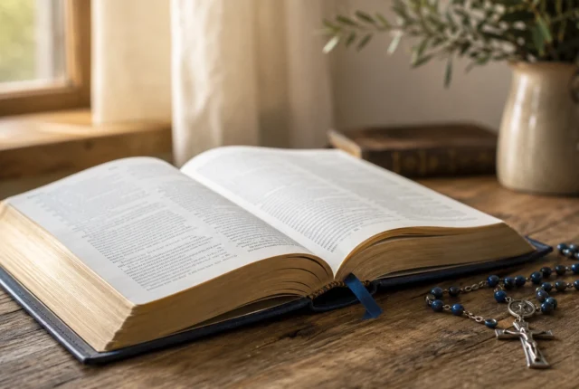 Bíblia aberta durante momento de Lectio Divina e oração pessoal